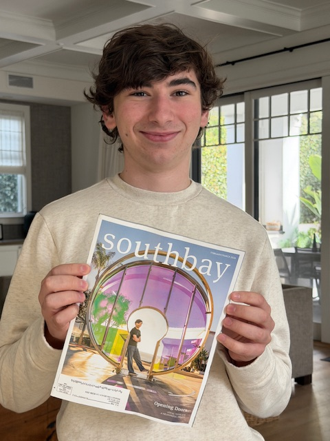 Jonah Segil holding the February/March 2026 cover of Southbay Magazine